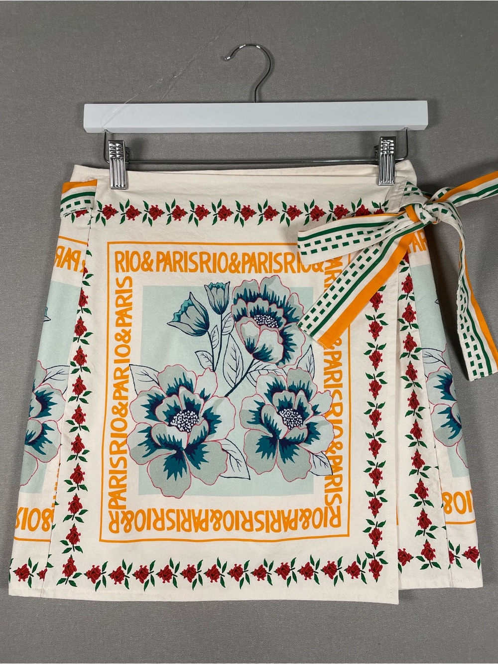 Boho Scarf Print Floral Wrap Mini Skirt Size Small